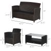 4pc Blue Rattan Wicker Patio Furniture Set with Chairs Table Outdoor Conversation Set