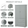 Wide Bathroom Storage Cabinet, Freestanding Storage Cabinet with Two Drawers and Adjustable Shelf, MDF Board with Painted Finish, Grey