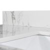 43''x22" bathroom stone vanity top engineered stone carrara white marble color with rectangle undermount ceramic sink and single faucet hole with back