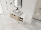 42 " Modern Design Float Bathroom Vanity With Ceramic Art Sink, White Flat Stone Slab and Small Storage Shelves, Soft Closed Door,KD-Package (TOP-BAB4