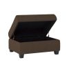 Modern Living Room 1pc Storage Ottoman Tufted Top Brown Fabric Upholstery Solid Wood Furniture