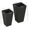 Outdoor Planter Set 2-Pack MgO Flower Pots Black with Drainage Entryway Patio Yard Garden