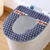 2 Pcs Blue Dots Bowknot Toilet Seat Cover Pad Winter Toilet Seat Cushion Mat Toilet Bathroom Warmer