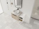 36 " Modern Design Float Bathroom Vanity With Ceramic Art Sink, White Flat Stone Slab and Small Storage Shelves, Soft Closed Door,KD-Package (TOP-BAB4