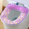 2 Pcs Purple Flower Toilet Seat Cover Pad Winter Toilet Seat Cushion Mat Toilet Bathroom Warmer