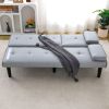 The 67-inch light gray PVC multi-functional sofa bed, with a foldable and cup holder design