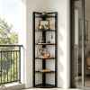 Rustic 6-Tier Corner Shelf 70.9 Inch Tall Small Bookcase Bookshelf Corner Shelving Unit Storage Rack for Living Room Bedroom