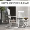 Outsunny Wooden Rocking Chair Set with Side Table, Curved Armrests, Outdoor Seating Solution, Durable and Sturdy, White