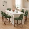Bar Stools Set of 2, Upholstered Counter Height Bar Stools, Modern Counter Stools with Wood Legs for Kitchen Island Dining Room Bar, Green