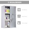 HOMCOM Medicine Cabinet Lockable 12"x20", Stainless Steel, 3 Tier with Shelves for Bathroom Storage