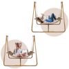 JESE Hammock Swing Chair with Stand for Indoor,Outdoor, Anti-Rust Wood-Colored Frame 570 lbs Capacity with Cushion Oversized Double Hammock Chair for