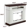 Farmhouse style fireplace TV stand for living room or bedroom to store CDs, remotes and other media or gaming devices. Creates the perfect ambiance