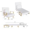 Folding Sofa Bed 3-in-1 Convertible Chair - 5-Position Adjustable Backrest with Pillow, Space-Saving Sleeper for Living Room, Bedroom & Office (White)