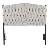 Twin Size Headboard in Black Metal and Cream Fabric