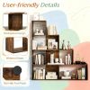 4-Tier Stepped Bookshelf Freestanding Ladder Storage Shelf with 6 Cubes for Living Room Bedroom Organizer with Open Shelves
