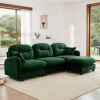 Modular Sectional L Shaped Couch With Ottoman,Premium Chenille Fabric,Quilted Pleated Design,Ergonomic Design Easy Install,Fits Bedrooms