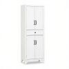 67" White 4-Door Kitchen Pantry with Drawer and Adjustable Shelves, Large-Capacity Storage Cabinet