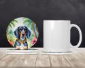 Bluetick Coonhound Luau Large Sandstone Coasters Pack of 4 Absorbent Round Coasters Decor Gifts for Men or Women, 4 in, Multicolor