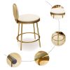 Modern PU Leather Counter Stools with Upholstery Beige