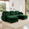 Modular Sectional U Shaped Couch With Ottoman,Premium Chenille Fabric,With 2 Throw Pillows, High-Density Foam Quilted Pleated Design,Easy Install