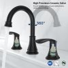 2-Handle 8 inch Widespread Bathroom Sink Faucet Matt Black Lavatory Faucet 3 Hole 360Â° Swivel Spout Vanity Sink Basin Faucets 3008B-MB