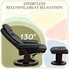 Black PU Leather Swivel Recliner with Ottoman - Reclining Chair with Footrest for Living Room And Bedroom