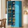 65" Kitchen Cabinet, Kitchen Pantry Cabinet with 4 Doors and 16 Door Shelves for Dining Room, Blue