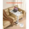 Overbed Table, Mobile Bed Side Table with Flip Desktop and 4 Hidden Wheels, Height & Angle Adjustable Rolling Laptop Desk with Cup Holder