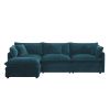 Free Combination Comfy Upholstery Modular Oversized L Shaped Sectional Sofa With Reversible Ottoman, Blue Chenille