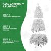 8ft White Christmas Tree with Memory Wire, 1430 Tips Hinged Artificial PVC Tree