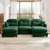 Modular Sectional U Shaped Couch With Ottoman,Premium Chenille Fabric,With 2 Throw Pillows, High-Density Foam Quilted Pleated Design,Easy Install