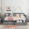 Full Size Daybed Wood Bed with Two Drawers,Gray(OLD SKU:LP000058AAE)