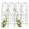 4 Pack Metal Garden Trellis 86.7" x 19.7" Rustproof Trellis for Climbing Plants Outdoor Flower Support Butterfly Deco Black