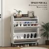 HOMCOM Shoe Cabinet Organizer with 2 Flip Drawers, Legs, Narrow Shoe Storage Cabinet for Entryway, Hallway, White