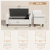 47" Storage Ottoman Bench, Tufted End of Bed Bench with Rolled Arms, Safety Hinge, Wood Legs for Bedroom, Cream White