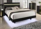 Black 1pc Eastern KIng Size Bed Underbed LED Modern Bedroom Furniture Acrylic Trim Mattress Ready Bedframe