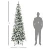 HOMCOM 7.5ft Unlit Snow-Flocked Slim Pine Artificial Christmas Tree with Realistic Branches and 668 Tips