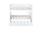 Full Over Full Rubber Wood Bunk Bed with Trundle, Ladder and Guardrails, Convertible to 2 Full Size Beds, with Twin Size Trundle,White