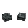 Accent Chair Set of 2, High-end Chenille Upholstered Armchairs, Living Room Side Chairs with Toss Pillow, Gray Chenille