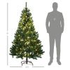 HOMCOM 6' Tall Prelit Christmas Tree Douglas Fir Artificial Christmas Tree with Realistic Branches, 250 Warm White LED Lights and 1000 Tips, Green