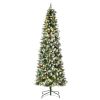 7.5 ft Pre-Lit Snow-Dipped Artificial Christmas Tree with Realistic Branches, 350 LED Lights, Pine Cones, Red Berries and 1075 Tips