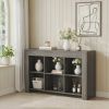Wood Sofa Table with 6 Storage Cubes Entryway Console Table for Living Room Home Decorative Furniture