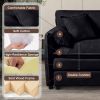 Deep Seat Sectional Cloud Sofa with 2 Ottomans & Soft Pillows, Loveseat Modular Couch for Living Room, Apartment,DIY Combination,Black