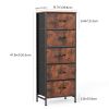 5 Fabric Dresser with 5 Storage Drawers, TV Stand with Wooden Top Metal Frame for Clothes, Living Room, Hallway, Entryway, Rust