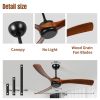 72 Inch wood Ceiling Fan no light with Remote Control, Low Profile Ceiling Fan without Light,Noiseless Reversible DC Motor with Timer