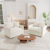 Accent Chair Set of 2, High-end Chenille Upholstered Armchairs, Living Room Side Chairs with Toss Pillow, White