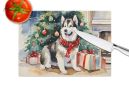 NEW Alaskan Malamute Cozy Christmas Glass Cutting Board Decorative Tempered Glass Kitchen Cutting and Serving Board Large Size Chopping Board