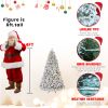 Artificial 4ft Flocked Christmas Tree with 366 PVC Branch Tips, Pine cone*21pcs, 150L Colorful led, memory wire+iron wire