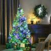 HOMCOM 6ft Pre-Lit Snow Flocked Christmas Tree with LED Lights Frosted Branches Steel Base for Festive Decoration