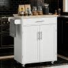 Kitchen Island Cart, Rolling Island Table with Solid Wood Top, Trolley Cart with Drawer